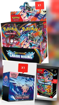 X1 Pokemon Card Chaos Rising Booster Box + Pokemon Etb X1 and X1 Booster Bundle - Image 2