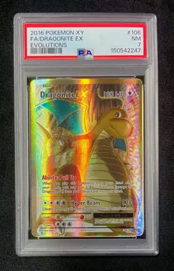 2016 Pokemon XY Evolutions Dragonite ex Full Art Ultra Rare #106/108 PSA 7 NM - Image 2