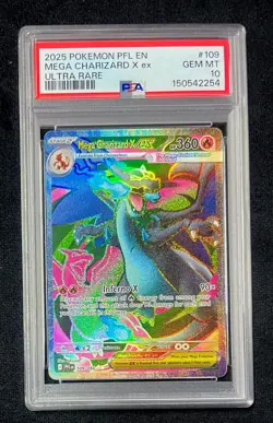 2025 Pokemon Me Phantasmal Flames Mega Charizard X ex Ultra Rare #109 PSA 10 GEM - Image 1