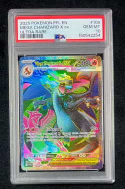 2025 Pokemon Me Phantasmal Flames Mega Charizard X ex Ultra Rare #109 PSA 10 GEM - Image 2