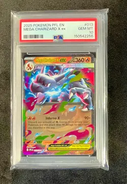 2025 Pokemon Me Phantasmal Flames #013 Mega Charizard X ex GEM MT PSA 10 - Image 1