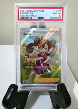 2021 POKEMON SWORD & SHIELD FUSION STRIKE #263 FULL ART/SHAUNA TRAINER - PSA 10 - Image 1