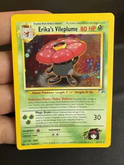 Pokemon TCG Erika's Vileplume Gym Heroes 5/132 Holo SWIRL Unlimited Rare - Image 1