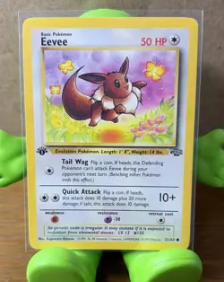 First Edition Eevee 51/64 Jungle Set Vintage 1999 Pokemon Card TCG - Image 1