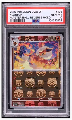 2023 😺 PSA-10 Flareon 151 Pokemon Master Ball Reverse Holo 136 JPN - Image 1