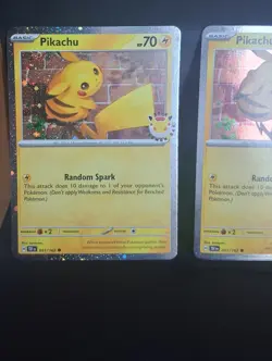 Pikachu 051/162 Pokemon Day 2026 Stamped Set Of 2 Both Cosmo Holo SWIRLS! ⚡🌀 - Image 1
