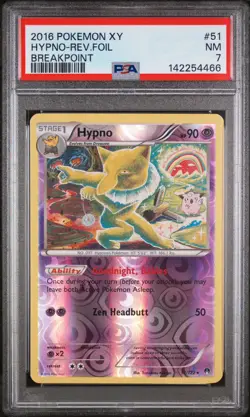 2016 POKEMON XY BREAKPOINT #51 HYPNO REVERSE HOLO FOIL PSA 7 TOMOKAZU KOMIYA - Image 1