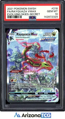 Pokemon 2021 Rayquaza VMAX 218/203 Full Art SR Evolving Skies GEM MINT PSA 10 - Image 1