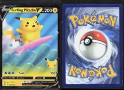 SURFING PIKACHU V 008/025 HOLO V RARE CELEBRATIONS POKEMON LP - Image 1