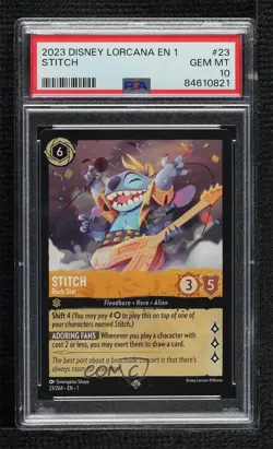 2023 Lorcana The First Chapter 1 Super Rare Stitch - Rock Star #23 PSA 10 GEM MT - Image 1