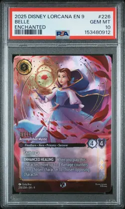 PSA 10 FABLED BELLE - ACCOMPLISHED MYSTIC ENCHANTED - 2025 DISNEY LORCANA EN9 - Image 1