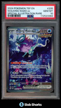 2024 POKEMON TEF EN #205/162 WALKING WAKE EX SPECIAL ILLUSTRATION RARE PSA 10 - Image 1