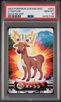 2003 CARDDASS POKEMON ADVANCED GENERATION ZUKANCARD GOLD SILVER STANTLER PSA 10 - Image 1
