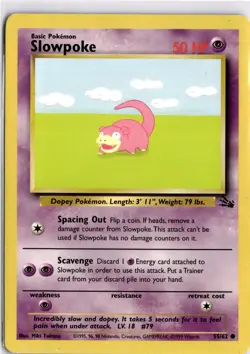 Slowpoke 55/62 Pokemon TCG Fossil Unlimited Regular Common LP - Image 1
