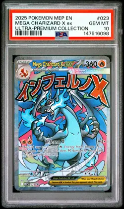 147516098 Mega Charizard X ex 2025 Pokemon MEP Black Star Promos #023 PSA 10 - Image 1