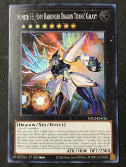 Yugioh RA02-EN036 Number 38: Hope Harbinger Dragon Titanic Galaxy Super Rare LP - Image 1