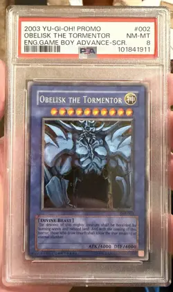 2003 Yu-Gi-Oh! Obelisk The Tormentor Secret Rare Game Boy Advance PSA 8 NM - Image 1