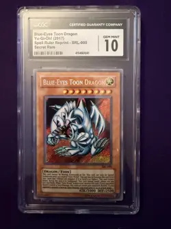 Yugioh 2017 Blue Eyes Toon Dragon SRL-000 CGC 10 Unlimited Ed - Image 1