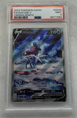 PSA 9 Suicune V GG38 2023 Crown Zenith Galarian Gallery Ultra Rare Pokemon Card - Image 1