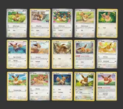 Eevee Pokemon Card Collection Set of 15 Unique Cards Rare Vintage XY 151 - Image 1