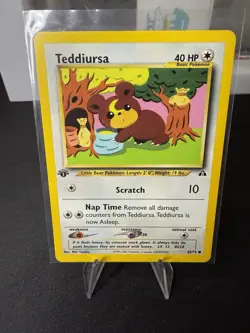 Teddiursa 1st Edition 65/75 Neo Discovery Pokemon Card NM Vintage WOTC - Image 1