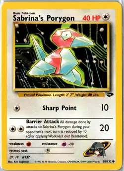 Pokemon Card - Sabrina's Porygon 98/132 Gym Challenge Common Unlimited MP - Image 1