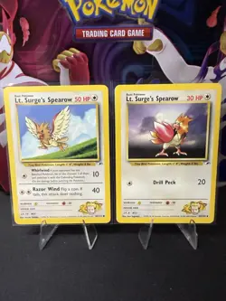 Lt Surge’s Spearow Pokemon Card Lot 2 Gym Heroes WOTC LP Vintage - Image 1