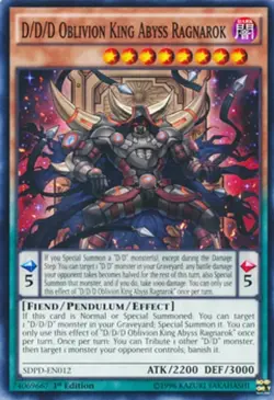 Yugioh! D/D/D Oblivion King Abyss Ragnarok 1st Ed SDPD-EN012 (LIGHTLY PLAYED) - Image 1