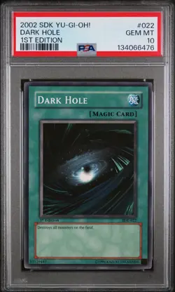 2002 YU-GI-OH! STARTER DECK: KAIBA 1ST ED #022 DARK HOLE PSA 10 - Image 1