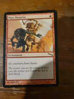MTG Mass Hysteria Mirrodin Rare Red MTG Magic The Gathering Card Vintage - Image 1