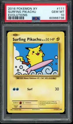 2016 Pokemon XY Evolutions Surfing Pikachu Secret Rare Card eBay 1/1 #111 PSA 10 - Image 1