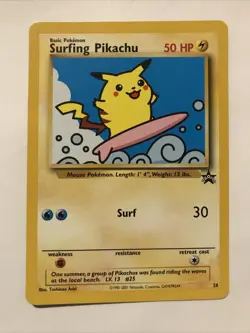 Surfing Pikachu # 28 Black Star Promo WOTC Rare Pokemon Card - Image 1