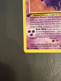 Pokemon Gengar 1st Edition Fossil Set Card 20/62 1999 English Non Holo MP Wotc - Image 5