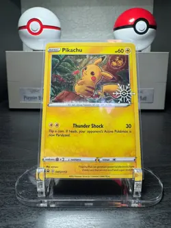 Pikachu SWSH153 (Holiday Calendar) Sword & Shield Snowflake Stamped Promo Card - Image 1