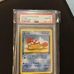 Pokemon TCG Krabby Fossil 51 Regular 1st Edition Common Card PSA 10 GEM MT - Image 3