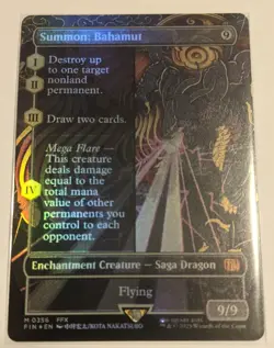 MTG English Magic Card NM FOIL Borderless SUMMON: BAHMUT from Final Fantasy - Image 1