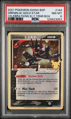 2021 Pokemon Celebrations Black Star Promo #SWSH144 Greninja Gold Star PSA 8 - Image 1