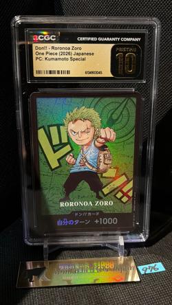 CGC PRISTINE 10 Zoro Don!! ONE PIECE Premium Card Collection Kumamoto Special - Image 1