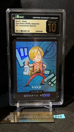 CGC PRISTINE 10 Sanji Don!! ONE PIECE Premium Card Collection Kumamoto Special - Image 1