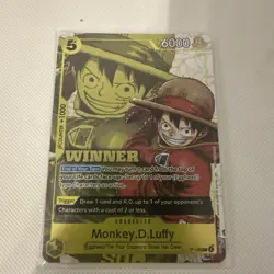 Bandai One Piece CCG Winner Monkey.D.Luffy Character Card P-106 Egghead promo - Image 1