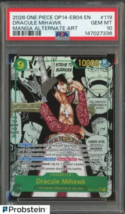 2026 One Piece OP14-EB04 EN Manga Alternate Art #119 Dracule Mihawk PSA 10 - Image 1