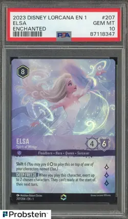 2023 Disney Lorcana EN 1 Enchanted #207 Elsa PSA 10 GEM MINT - Image 1