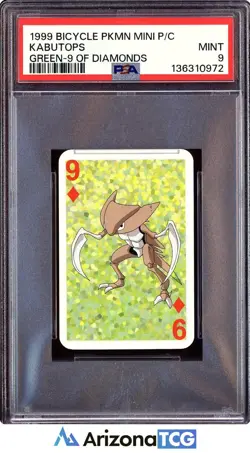 Pokemon 1999 Kabutops 9 Diamonds Green Bicycle Pokemon Mini Playing Cards PSA 9 - Image 1