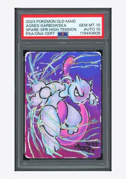 Pokemon PSA 10 AUTO 10 Spare Card Mewtwo Agnes Garbowska 2023 Old Maid JPN - Image 1