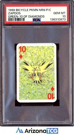 Pokemon 1999 Zapdos 10 Of Diamonds Bicycle Pokemon Mini Playing Cards PSA 10 - Image 1
