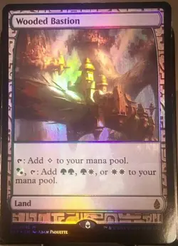 MTG English Wooded Bastion NM Foil Zendikar Expeditions - Image 1