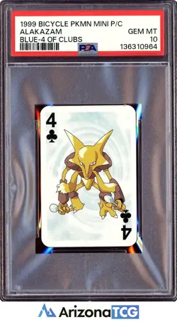 Pokemon 1999 Alakazam 4 of Clubs Bicycle Pokemon Mini Playing Cards PSA 10 - Image 1