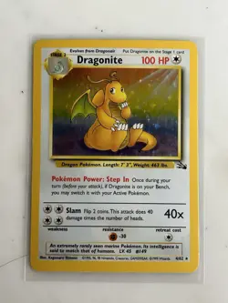 🌟Dragonite 4/62 Fossil Holo Rare Stage 2 English Pokemon TCG Card 1999 MP-LP - Image 1