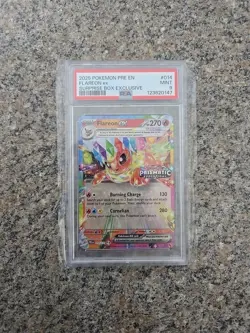2025 POKEMON EN-PRISMATIC EVOLUTIONS SURPRISE BOX EXCLUSIVE FLAREON EX PSA 9 #26 - Image 1