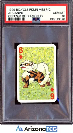 Pokemon 1999 Arcanine Green-6 Diamonds Bicycle Pokemon Mini Playing Cards PSA 10 - Image 1
